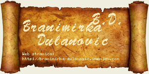 Branimirka Dulanović vizit kartica